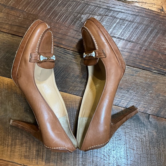 Claudia Ciuti Tan Leather Horsebit Platform Heels Made in Italy Women’s Size 10m - Picture 7 of 9